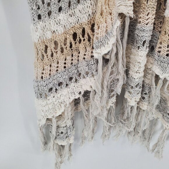 Aeropostale Womens Striped Open Knit Duster Cardigan Size S Fringe Bohemian Boho - Picture 3 of 10